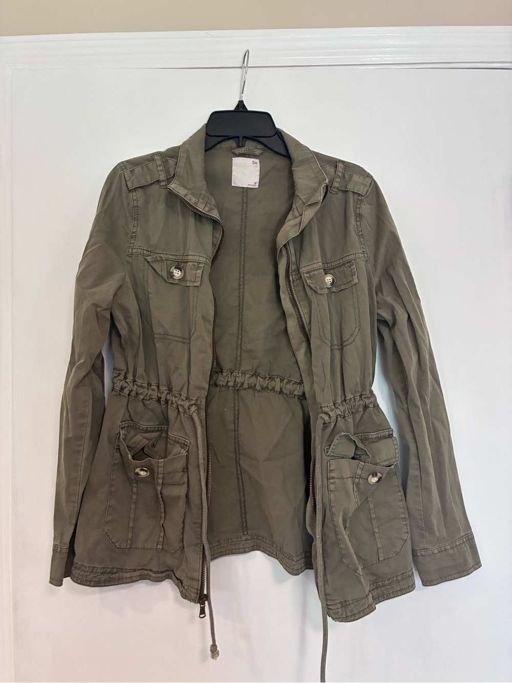 SO Olive Green Utility Jacket with Drawstring Waist
